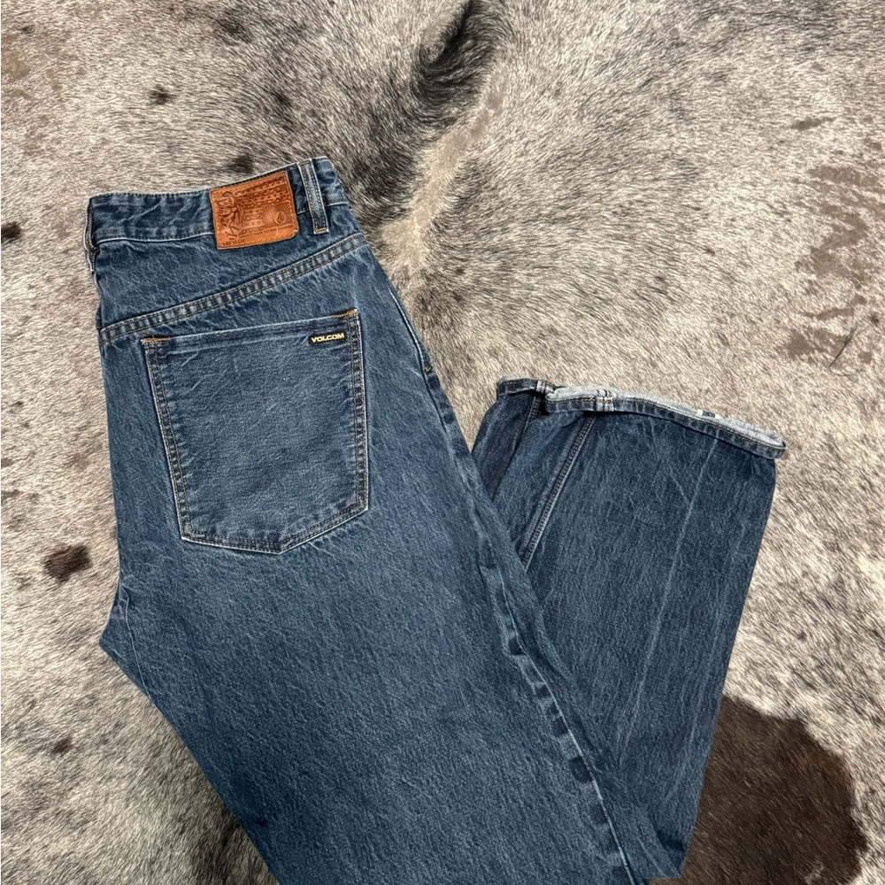 Volcom Men's Dark Blue Straight-Leg Jeans